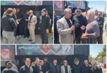 بازدید بخشدار و شهردار رودهن از روند خدمت رسانی به زائران مراسم وداع با رهبر شهید انقلاب